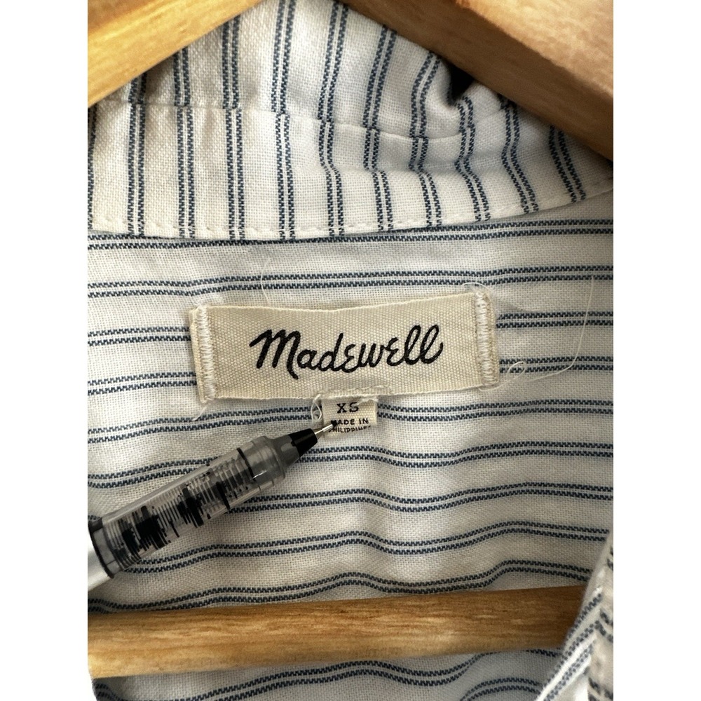 Madewell Striped Button Up Top Women S Relaxed Lightweight Coastal Blouse - Picture 4 of 6